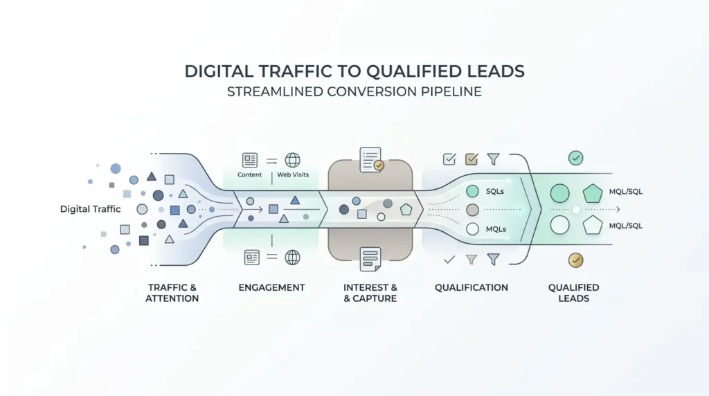Leadgeneratie site: van verkeer naar SQL met systeem